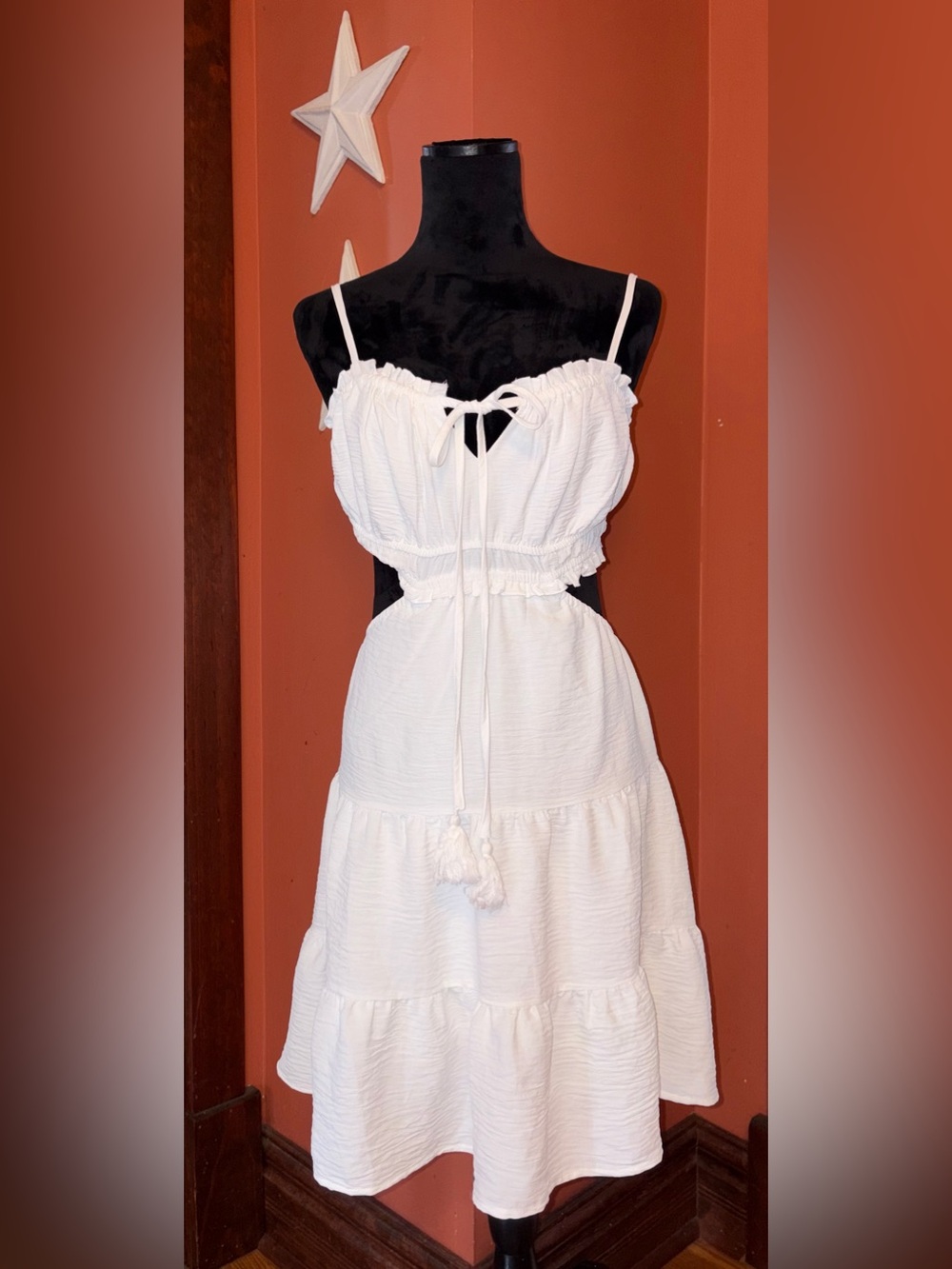 Wenrine white tiered cutout dress